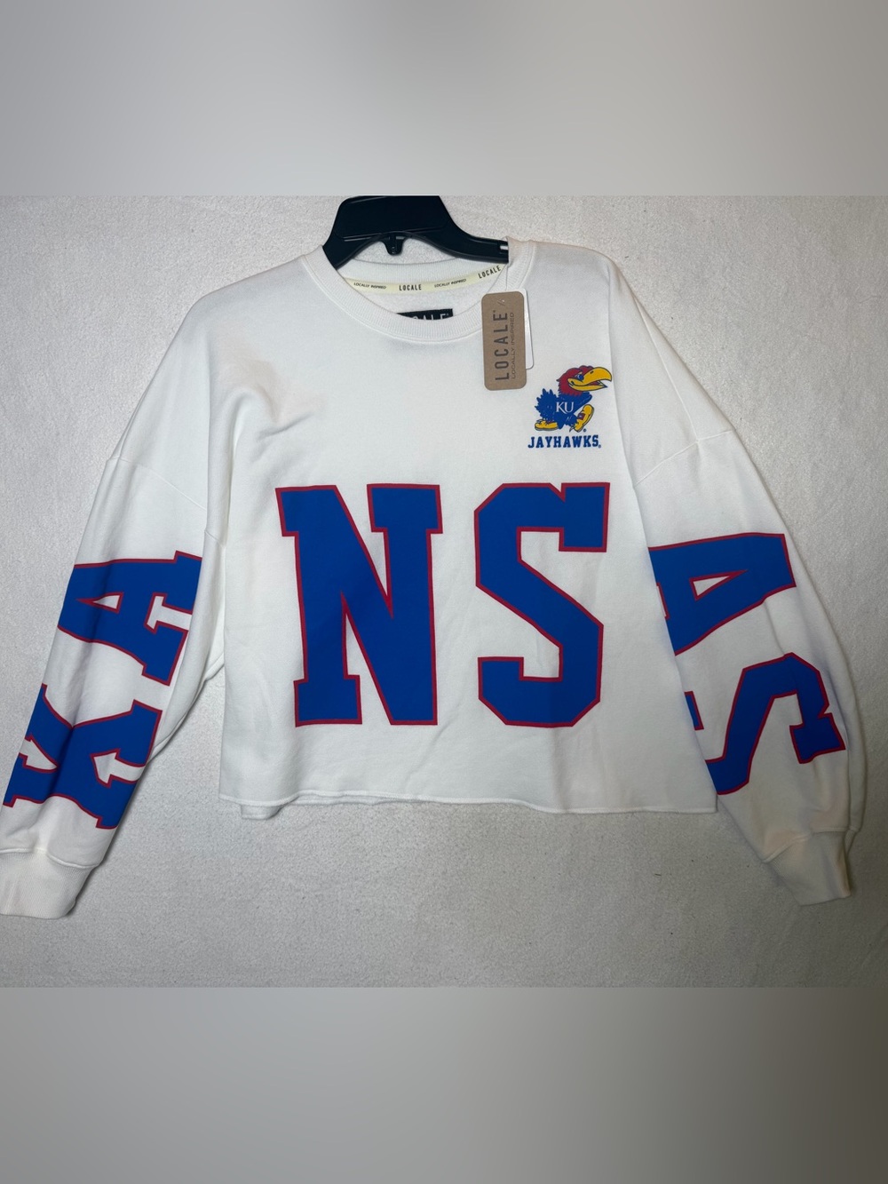 NWT Locale Kansas Jayhawks Women’s Cropped Crewneck Sweatshirt - Size M